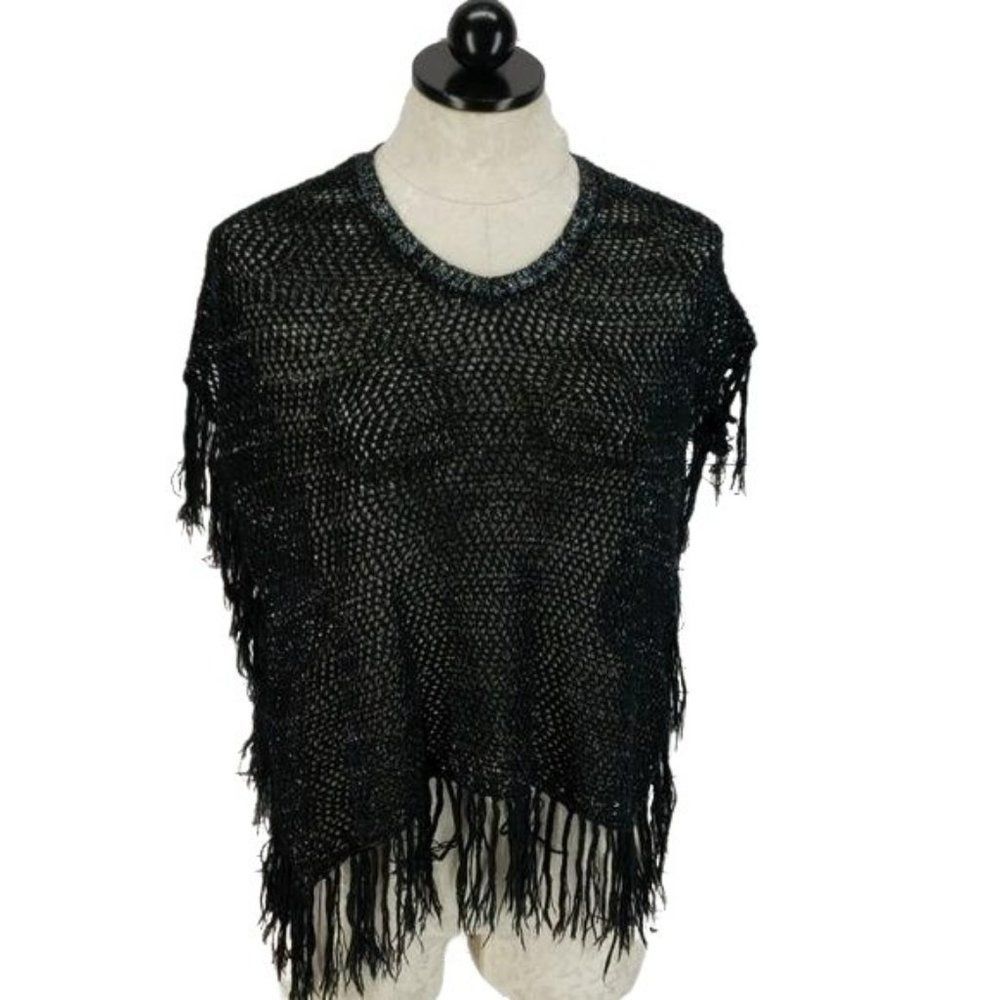 Piper Girls Knit Black Silver Cape Over Shirt Size‎ 6 6x